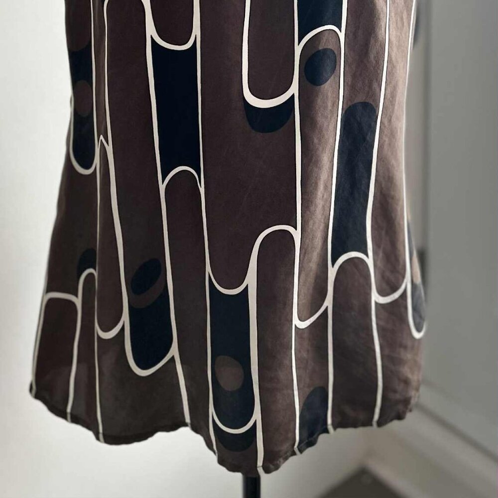 Zara Basic Pure Silk Cocoa & Black Abstract Tie-Neck Halter Blouse – US L - Picture 4 of 11